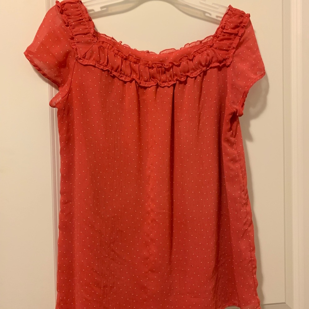 Willi Smith polka dot top pink/salmon size M
